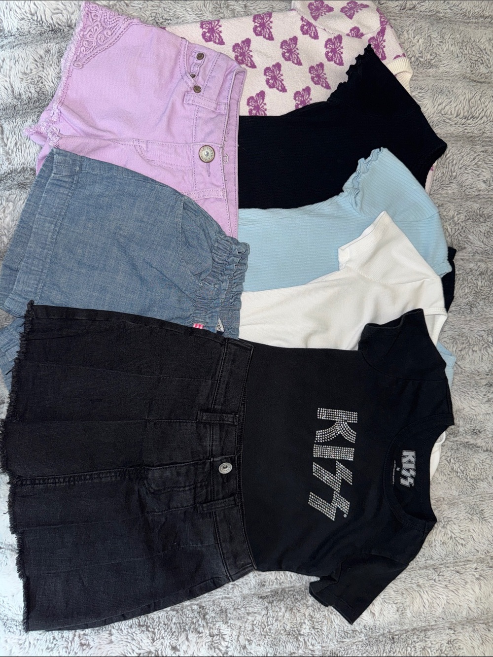 Girls Clothing Bundle KISS, Full Tilt Tops, & Shorts - Size 7/8 Medium